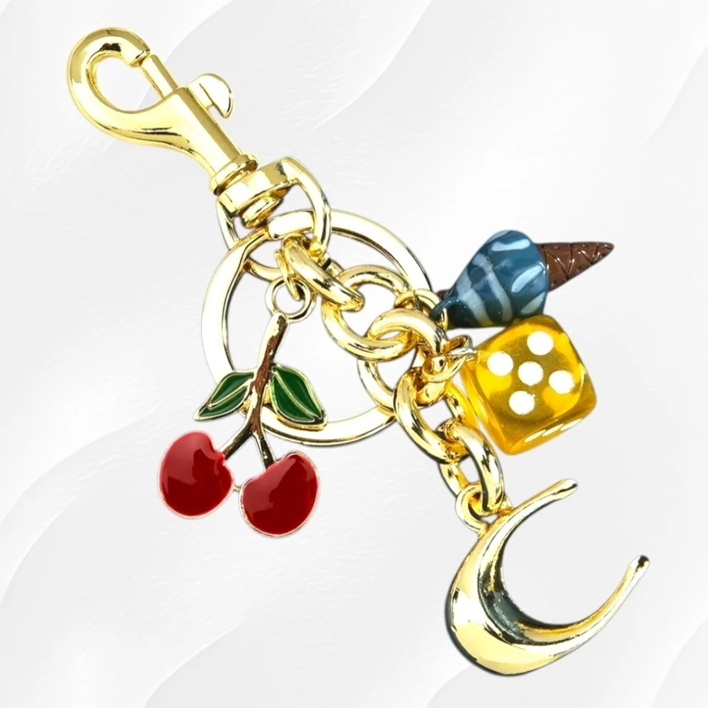 Fashion Inspired C charm With Ice Cream Cone, Cherry, Dice Charms
